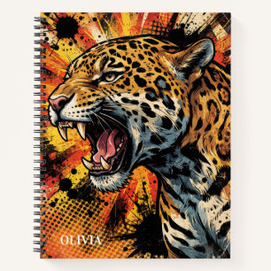 Cuaderno en espiral de jaguar gruñendo personaliza