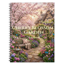 Cuaderno en espiral de jardín de cerezos personali