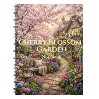 Cuaderno en espiral de jardín de cerezos personali