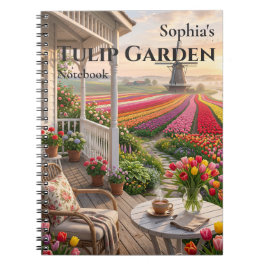 Cuaderno en espiral de jardín de tulipanes persona