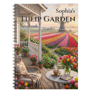 Cuaderno en espiral de jardín de tulipanes persona