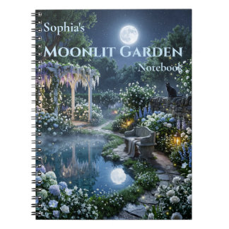 Cuaderno en espiral de jardín iluminado por la lun