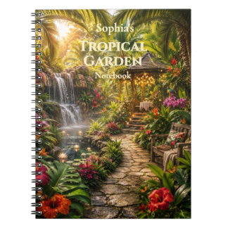 Cuaderno en espiral de jardín tropical personaliza