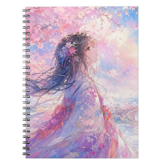 Cuaderno en espiral de la chica de la primavera de