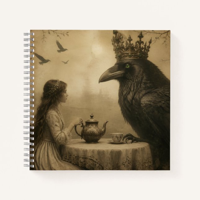 Cuaderno en espiral de la fiesta de té del cuervo  (Anverso)