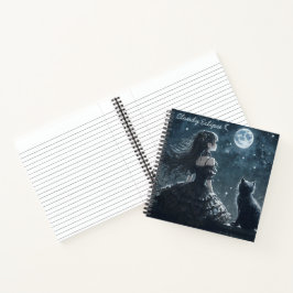Cuaderno en espiral de la princesa oscura y gato
