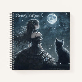 Cuaderno en espiral de la princesa oscura y gato