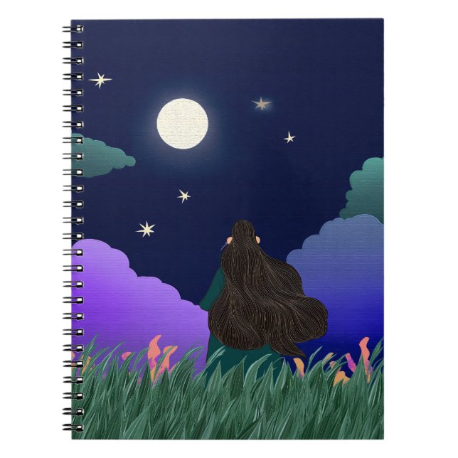 Cuaderno en espiral de la soñadora bajo la luz de  (Frente)