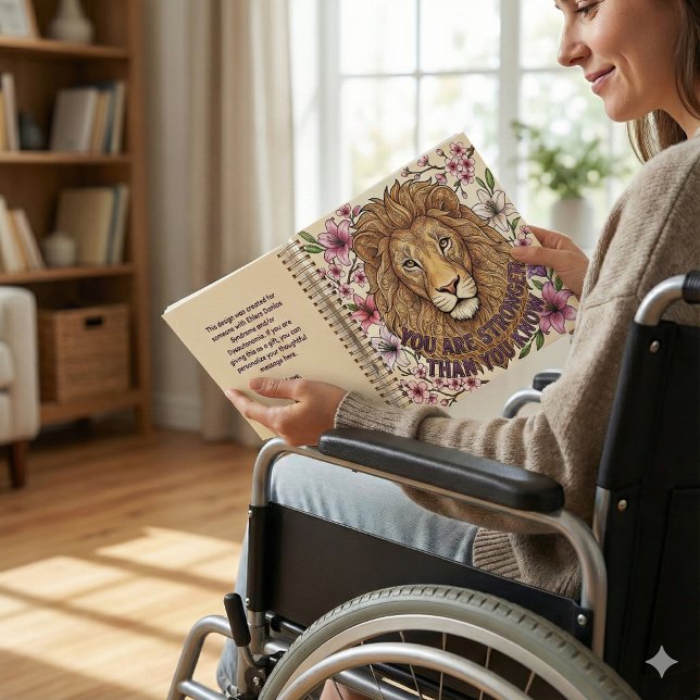Cuaderno en espiral de león fuerte (Empower someone special with this lion, "You are stronger than you know" personalized notebook!)