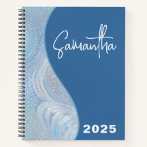 Cuaderno en espiral de lujo con gradiente azul iri