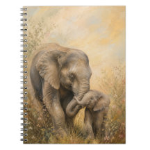Cuaderno en espiral de madre e hijo elefante |