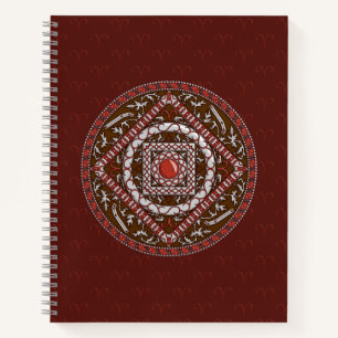 Cuaderno en espiral de mandala de Aries