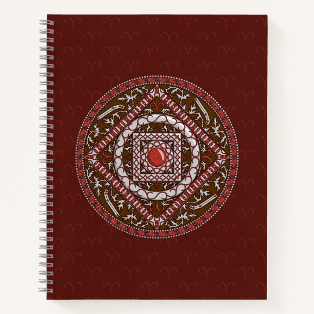 Cuaderno en espiral de mandala de Aries (Anverso)