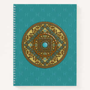 Cuaderno en espiral de Mandala de Piscis