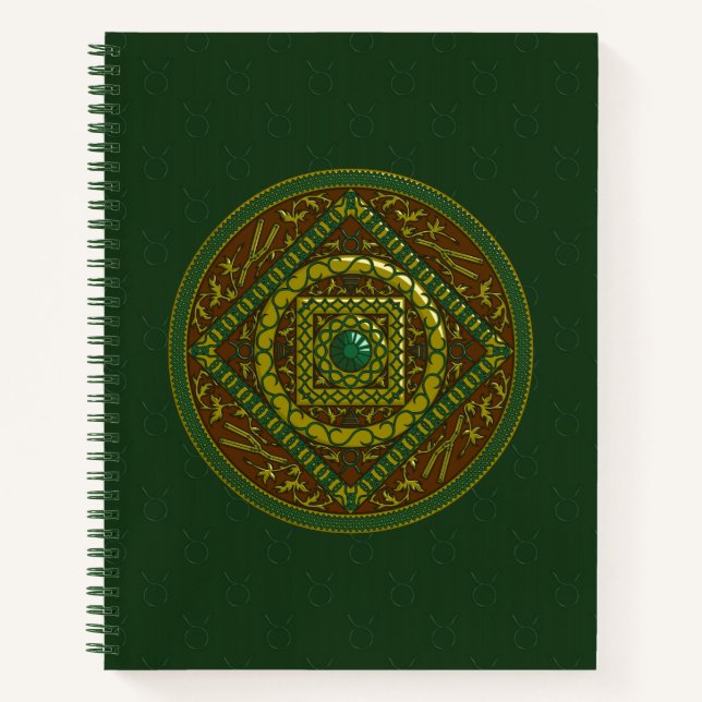 Cuaderno en espiral de Mandala de Tauro (Anverso)