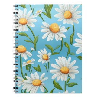 Cuaderno en espiral de margaritas cielo azul
