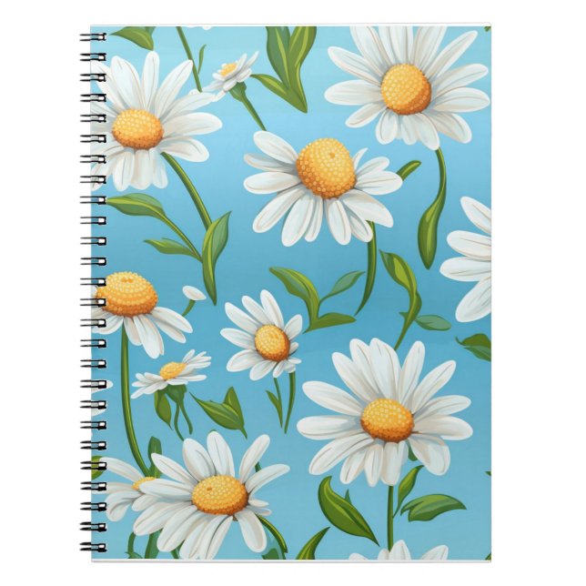 Cuaderno en espiral de margaritas cielo azul (Frente)