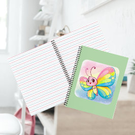 Cuaderno en espiral de mariposa arcoíris
