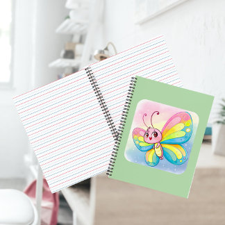 Cuaderno en espiral de mariposa arcoíris