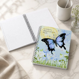 Cuaderno en espiral de mariposa azul