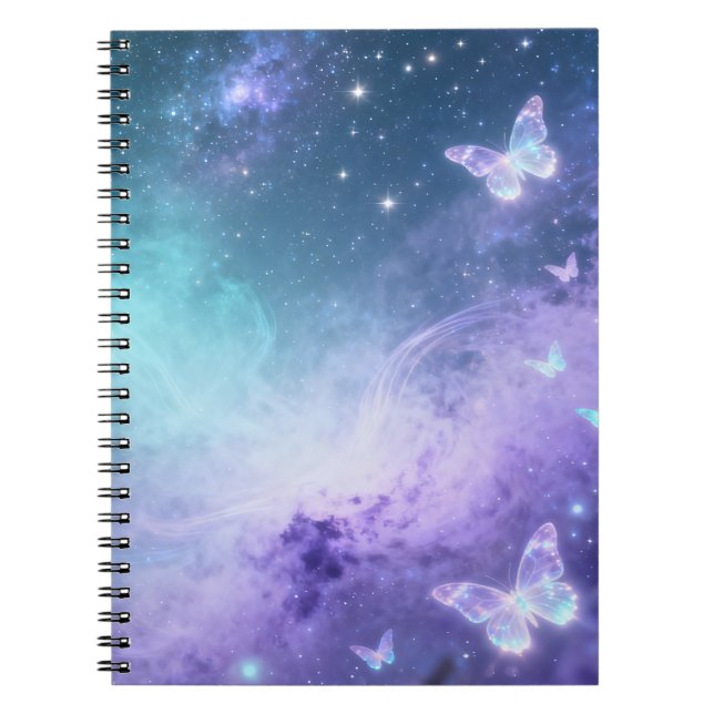 Cuaderno en espiral de mariposa celestial (Frente)