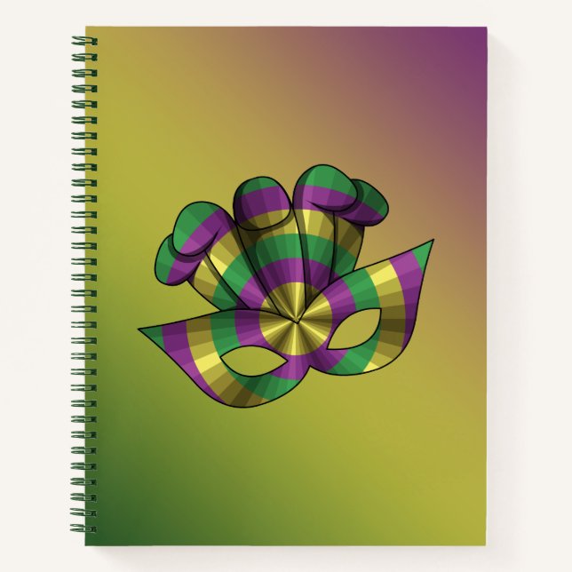Cuaderno en espiral de máscara de Mardi Gras (Anverso)