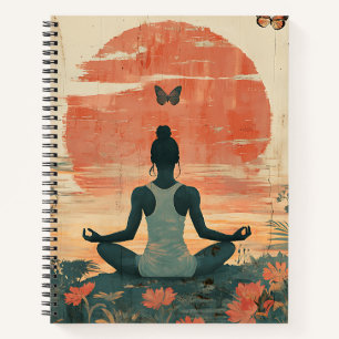 Cuaderno en espiral de meditación en el prado al a