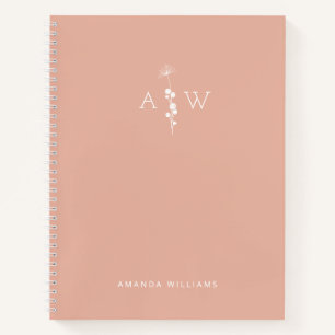 Cuaderno en espiral de melocotón con monograma per