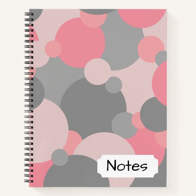 Cuaderno en espiral de moléculas gris rosado (Anverso)