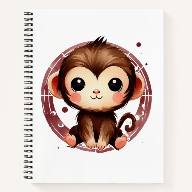 Cuaderno en espiral de mono pequeño (Anverso)
