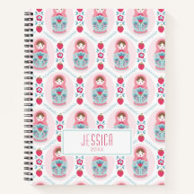 Cuaderno en espiral de monograma con patrón femeni