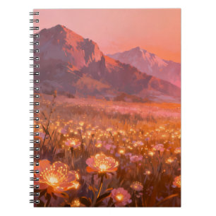 Cuaderno en espiral de montaña prado dorado