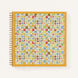 CUADERNO EN ESPIRAL DE MOSAICO DE COLCHA 8.5x8.5 /