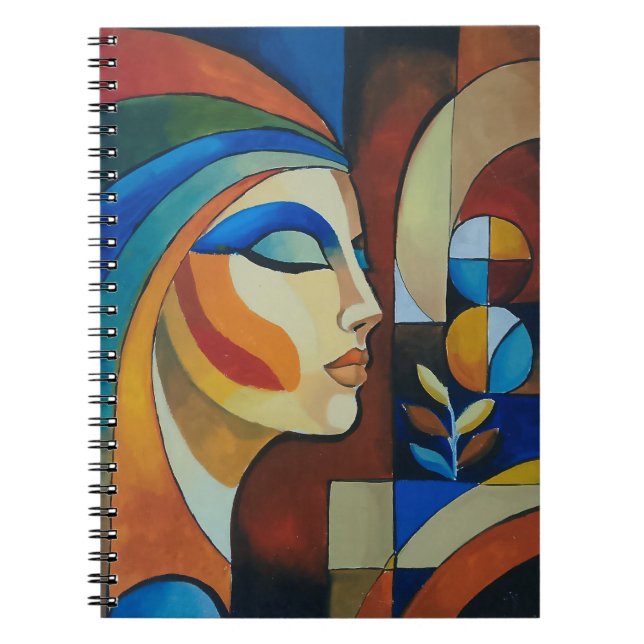 Cuaderno en espiral de mujer cubista abstracta (Frente)
