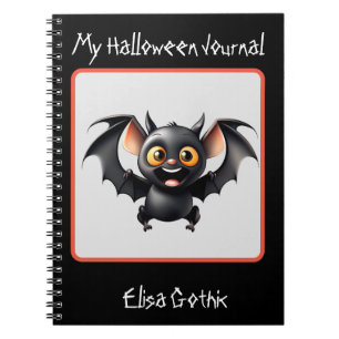 Cuaderno en espiral de murciélago volador lindo de