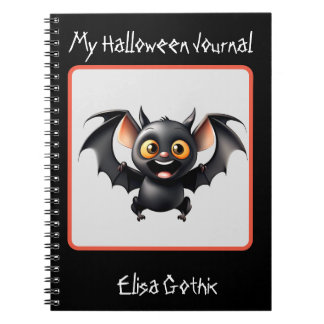 Cuaderno en espiral de murciélago volador lindo de