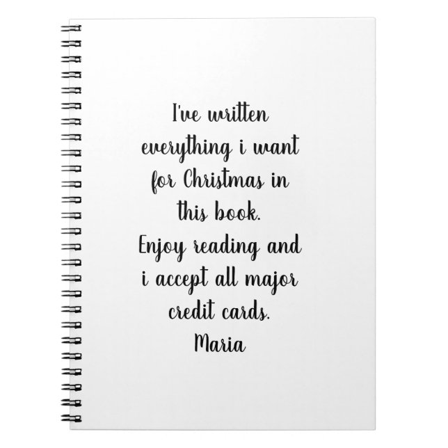 Cuaderno en espiral de Navidad escrito todo deseo (Frente)