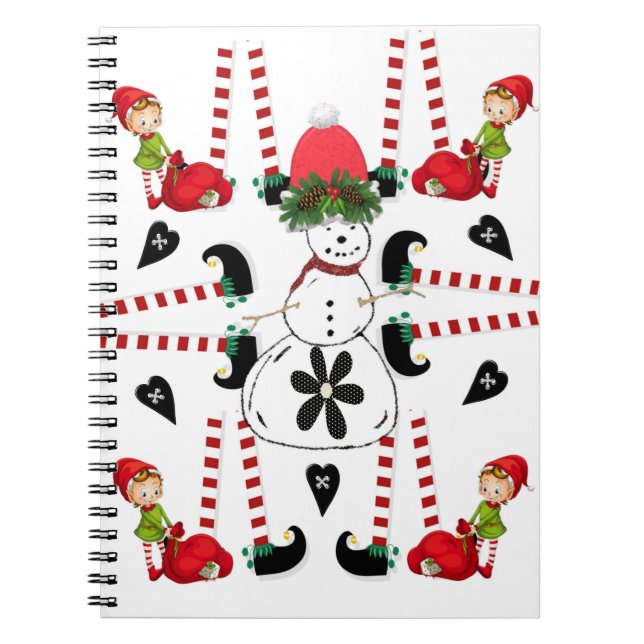 Cuaderno en espiral de Navidad Muñeco de nieve Elf (Frente)