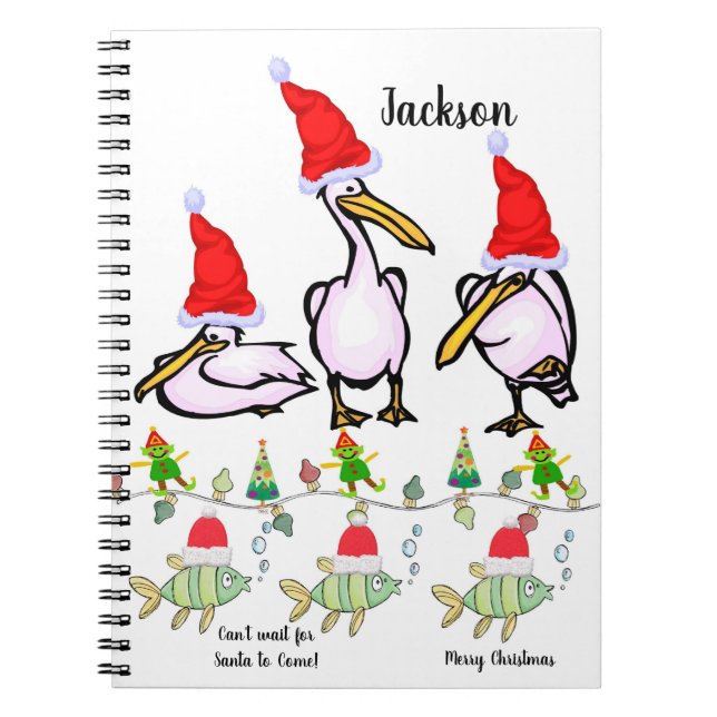Cuaderno en espiral de Navidad Pelícanos (Frente)