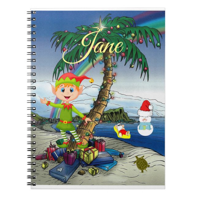 Cuaderno en espiral de Navidad Playa Santa Claus (Frente)