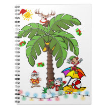 Cuaderno en espiral de Navidad Santa Claus Beach B