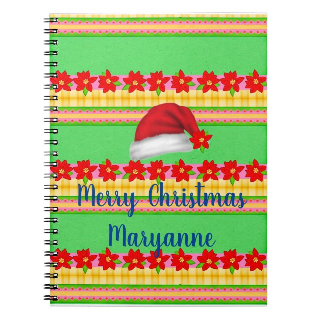 Cuaderno en espiral de Navidad sombrero de Santa (Frente)