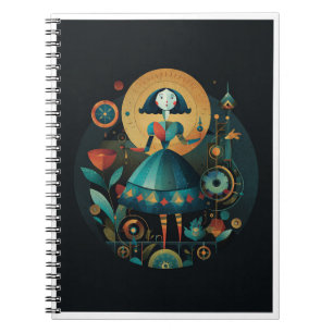 Cuaderno en espiral de niña vintage a vapor