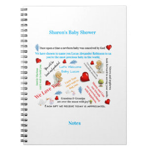 Cuaderno en espiral de notas para baby shower