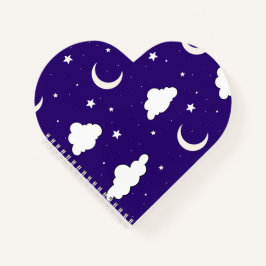 Cuaderno en espiral de nubes y estrellas lunares