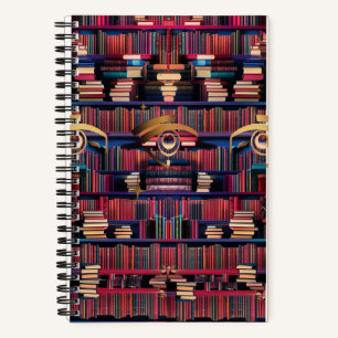 Cuaderno en espiral de ojos de biblioteca mística
