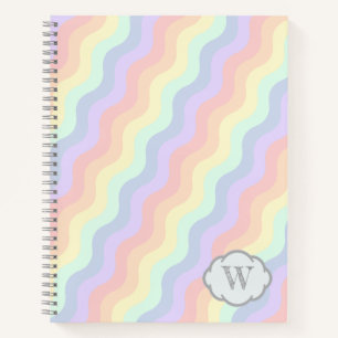 Cuaderno en espiral de olas de arcoíris pastel