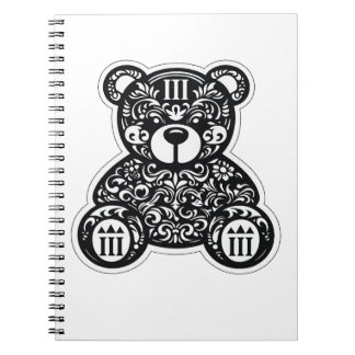 Cuaderno en espiral de oso en negro y blanco urban