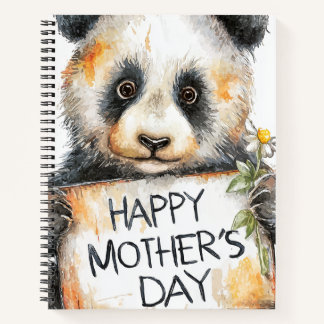 Cuaderno en espiral de Panda del Día Feliz de la M