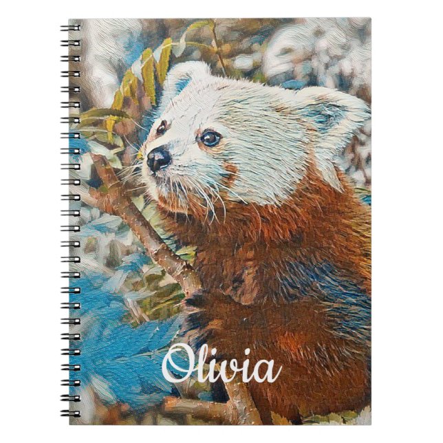 Cuaderno en espiral de Panda Rojo (Frente)